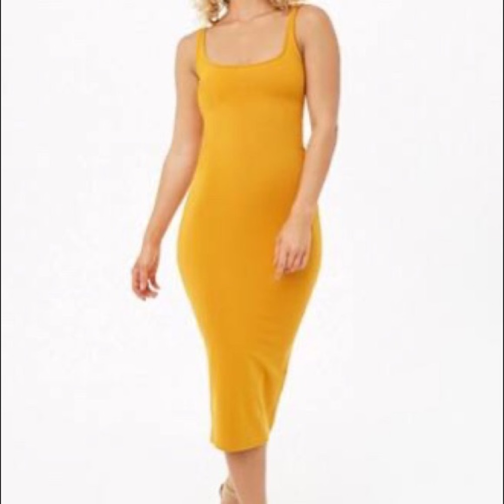 Forever 21 BodyCon Maxi Sleeveless Dress (Mustard)